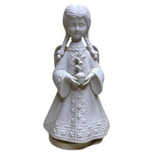 Music Box Angel Vintage Ceramic White Christmas